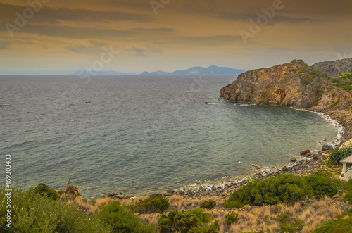Panoramic coastal line with beach and sea panarea