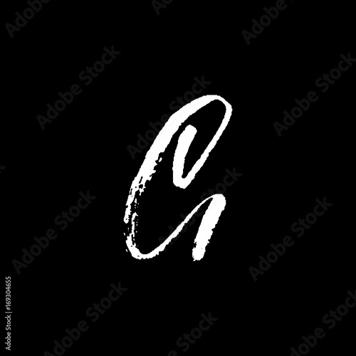 Letter G. Handwritten by dry brush. Rough strokes font. Vector illustration. Grunge style elegant alphabet