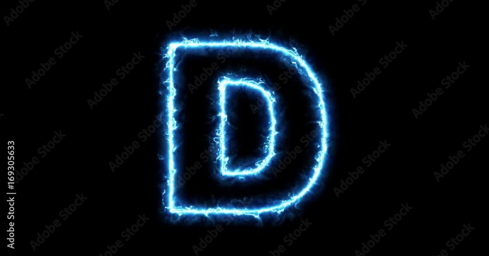Electric lightning letter D on black background in 4k Electric lightning letter D on black background in 4k