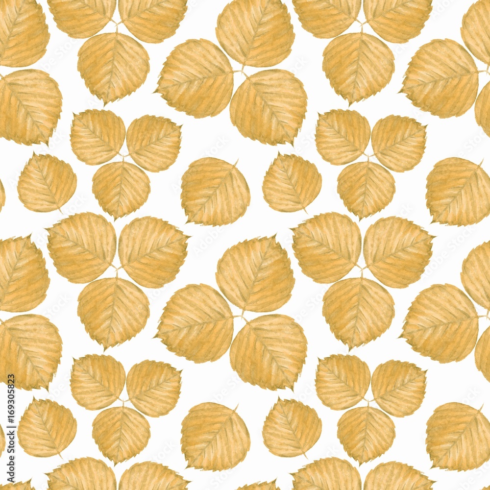 Seamless pattern with yellow watercolor leaves Seamless pattern with yellow watercolor leaves
