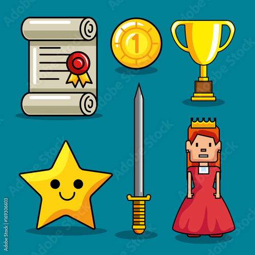 Icon set of Video game theme Vector illustration