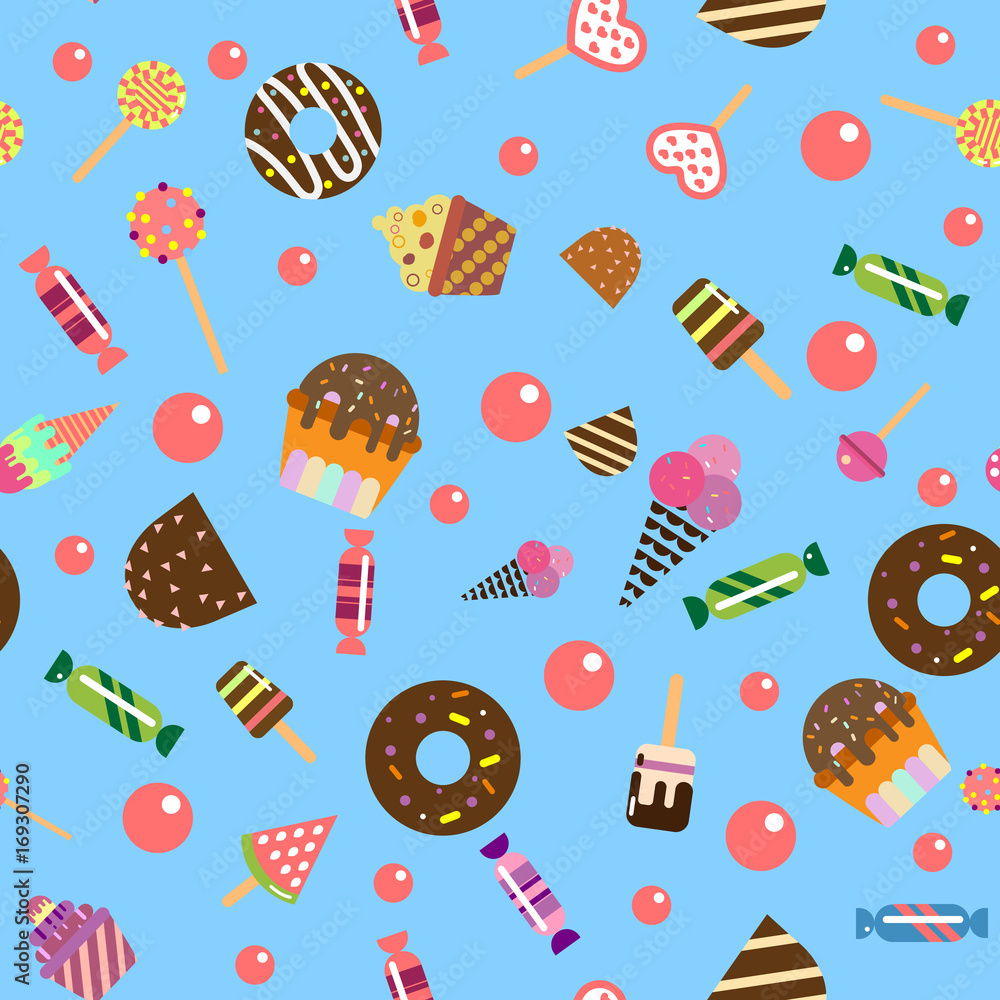 Seamless pattern with candies and sweets