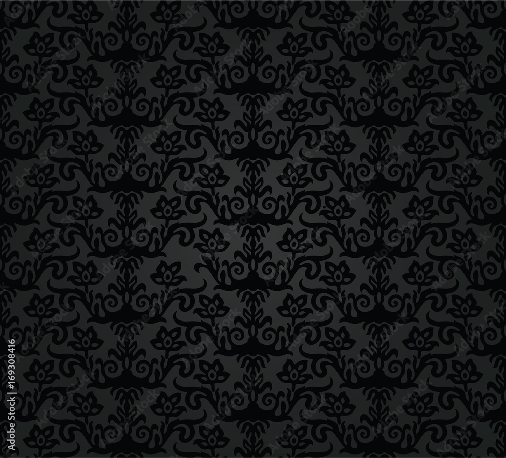 Seamless black charcoal floral wallpaper pattern Seamless black charcoal floral wallpaper pattern