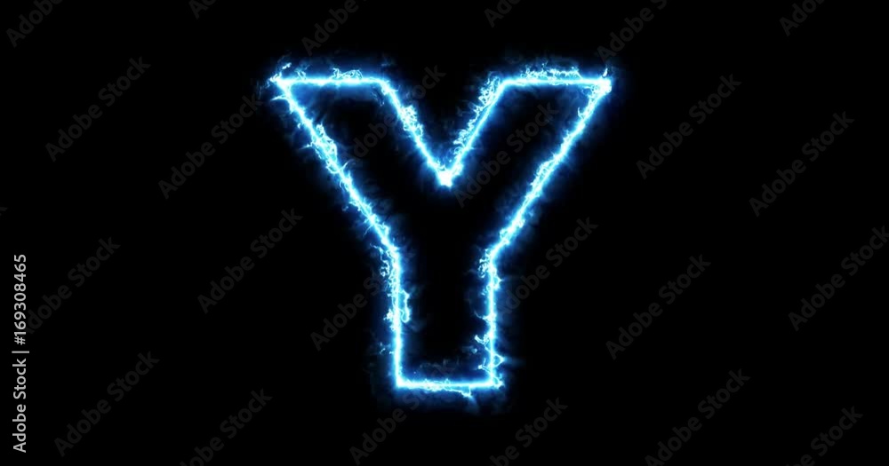Electric lightning letter Y on black background in 4k Electric lightning letter Y on black background in 4k