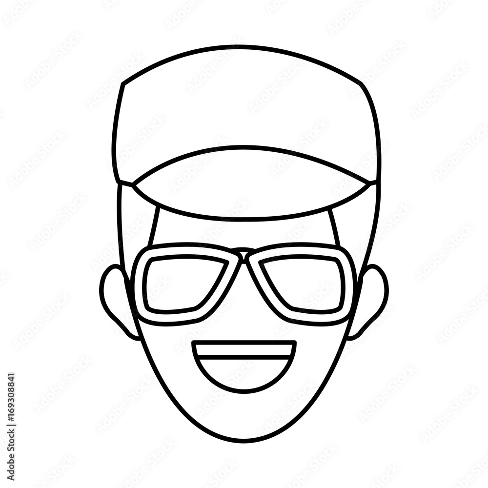 man face character people contour image vector illustration