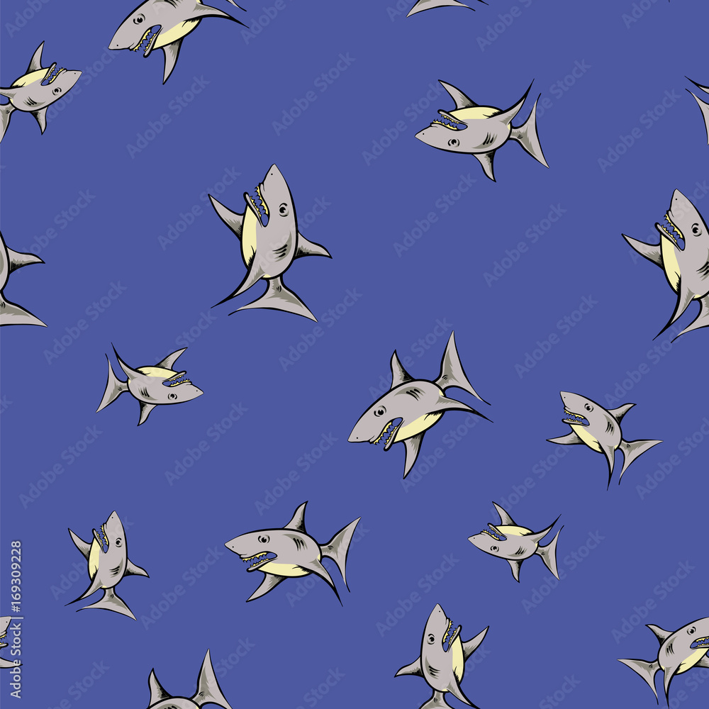Shark Fish Seamless Pattern Shark Fish Seamless Pattern