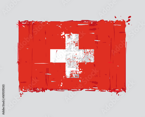 Swiss Flag Flat - Artistic Brush Strokes and Splashes