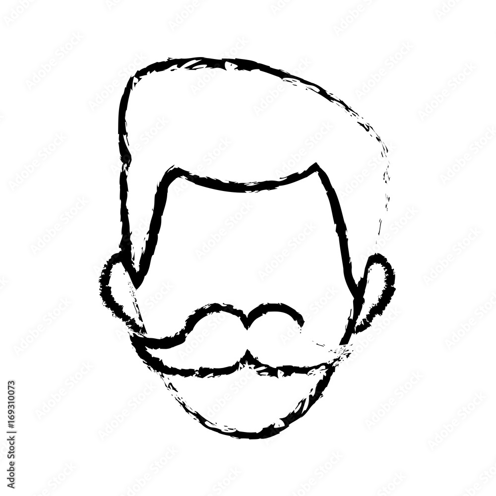 man face character people contour image vector illustration