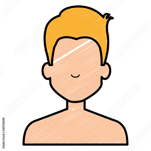 young man shirtless avatar character vector illustration design