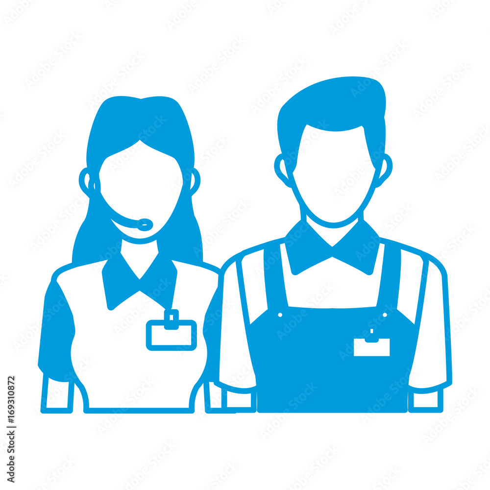 delivery man and woman portrait people worker vector illustration delivery man and woman portrait people worker vector illustration