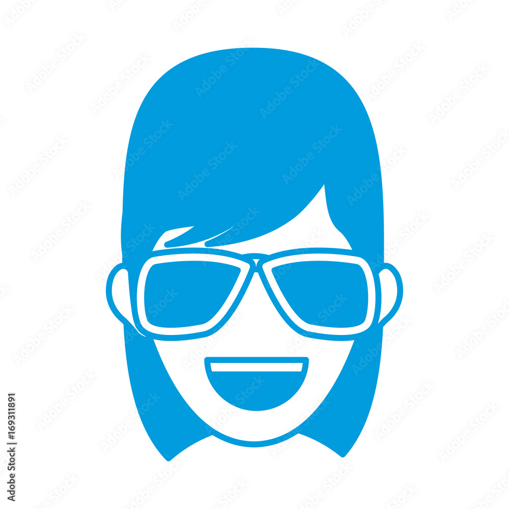 character woman head happy person image vector illustration