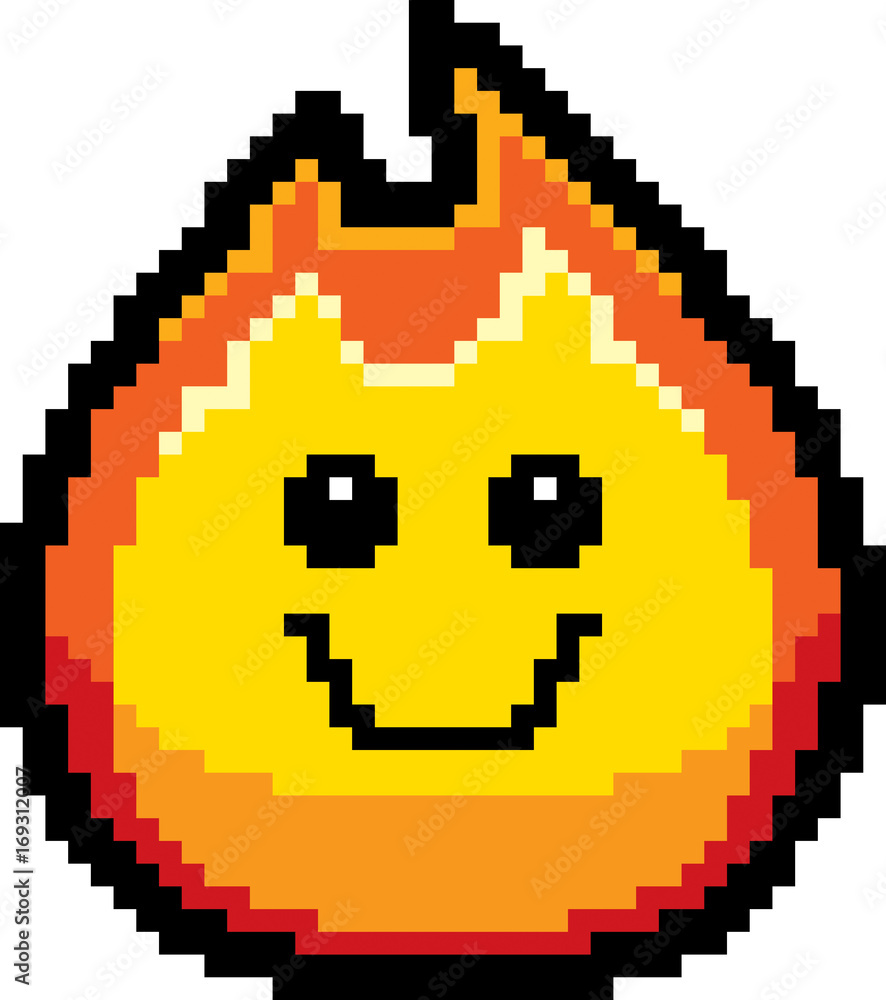 Smiling 8-Bit Cartoon Flame Smiling 8-Bit Cartoon Flame