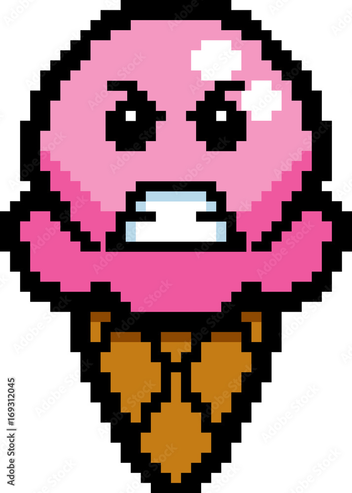 Fototapeta premium Angry 8-Bit Cartoon Ice Cream