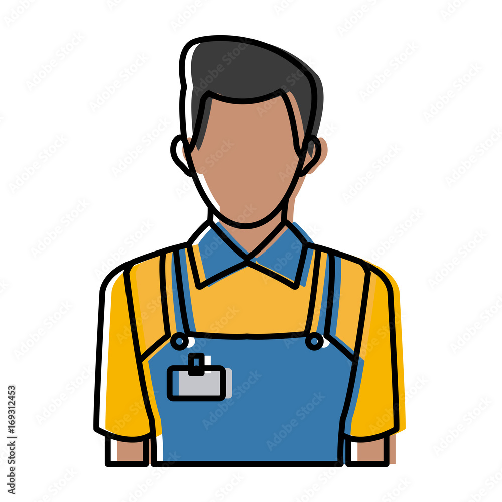man in working clothes service profession delivery staff vector illustration