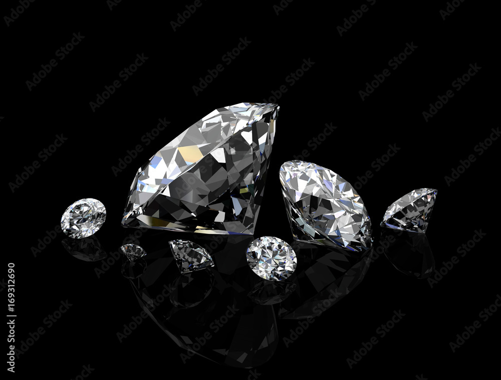 diamond jewel on black background (high resolution 3D image) diamond jewel on black background (high resolution 3D image)