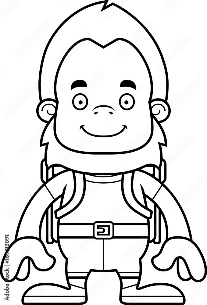 Cartoon Smiling Hiker Sasquatch Cartoon Smiling Hiker Sasquatch