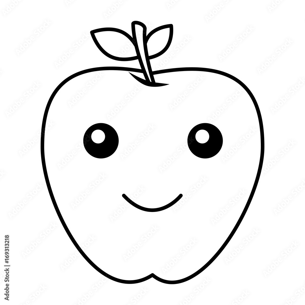 Obraz premium apple fresh fruit kawaii character vector illustration design