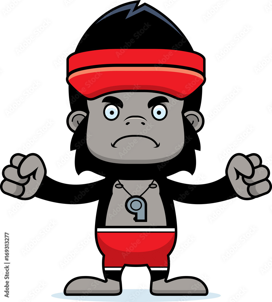 Naklejka premium Cartoon Angry Lifeguard Gorilla