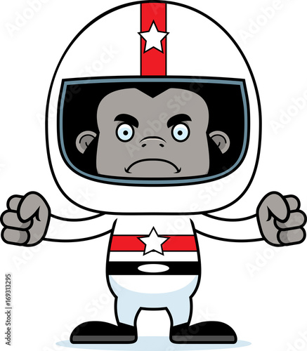 Cartoon Angry Race Car Driver Gorilla