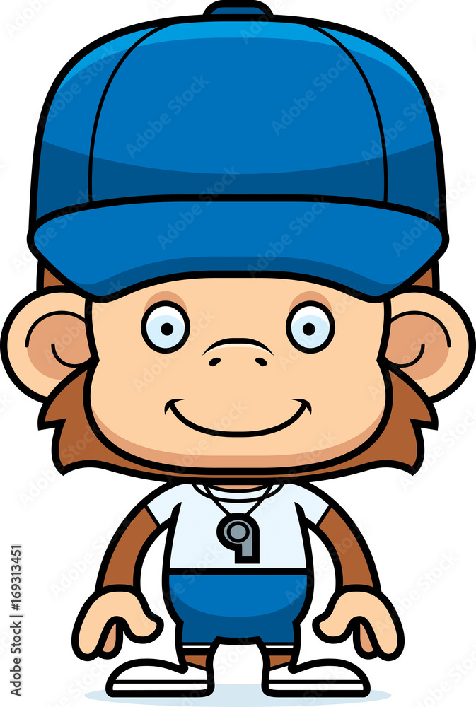 Cartoon Smiling Coach Monkey