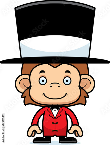 Cartoon Smiling Ringmaster Monkey