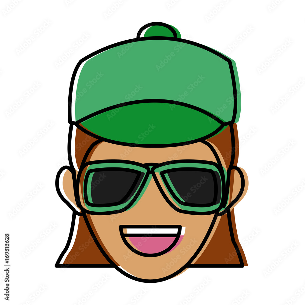 character woman head happy person image vector illustration character woman head happy person image vector illustration