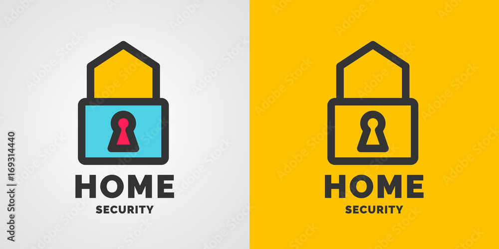 Fototapeta premium Modern minimalistic vector logo design for home security.