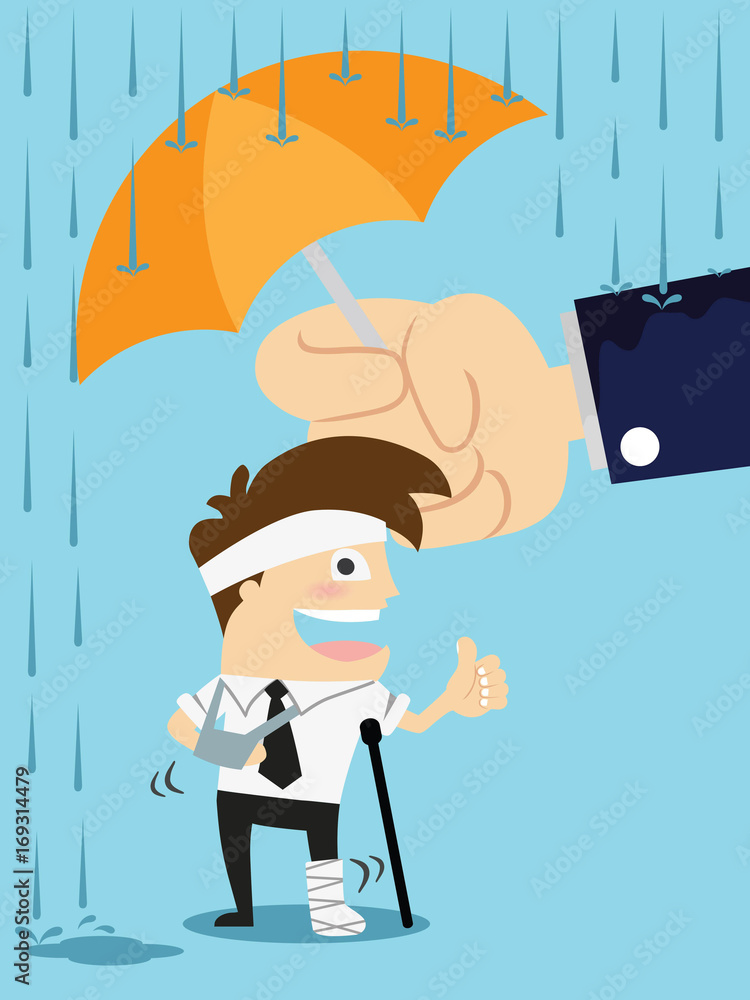 Umbrella in hand protects Injury  Concept Cartoon Illustration  Stock Vector | Adobe Stock