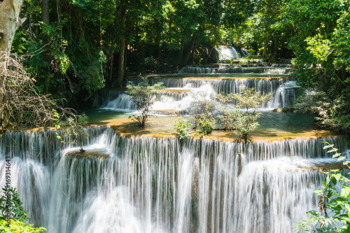 Huay mae khamin waterfall in khuean srinagarindra national park at kanchanaburi thailand