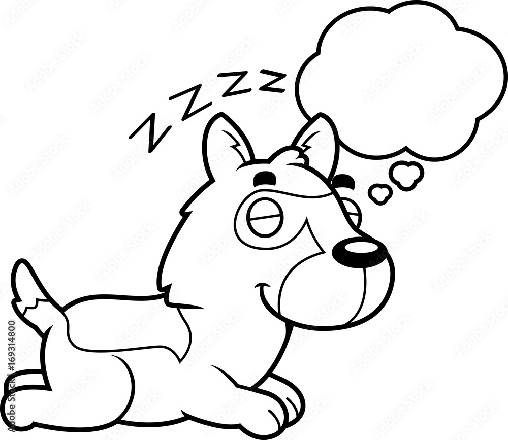 Cartoon German Shepherd Dreaming Cartoon German Shepherd Dreaming