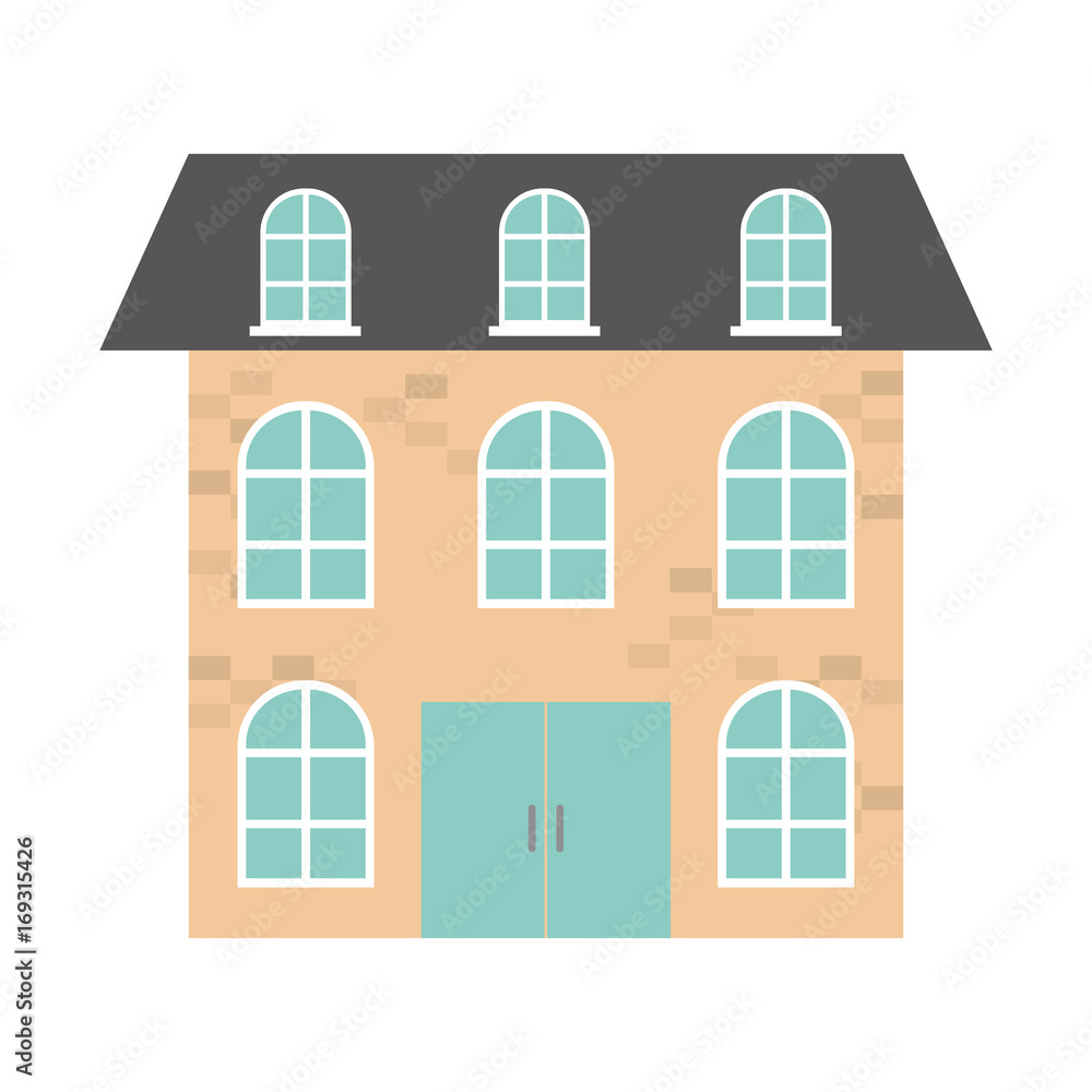 modern house icon over white background colorful design vector illustration