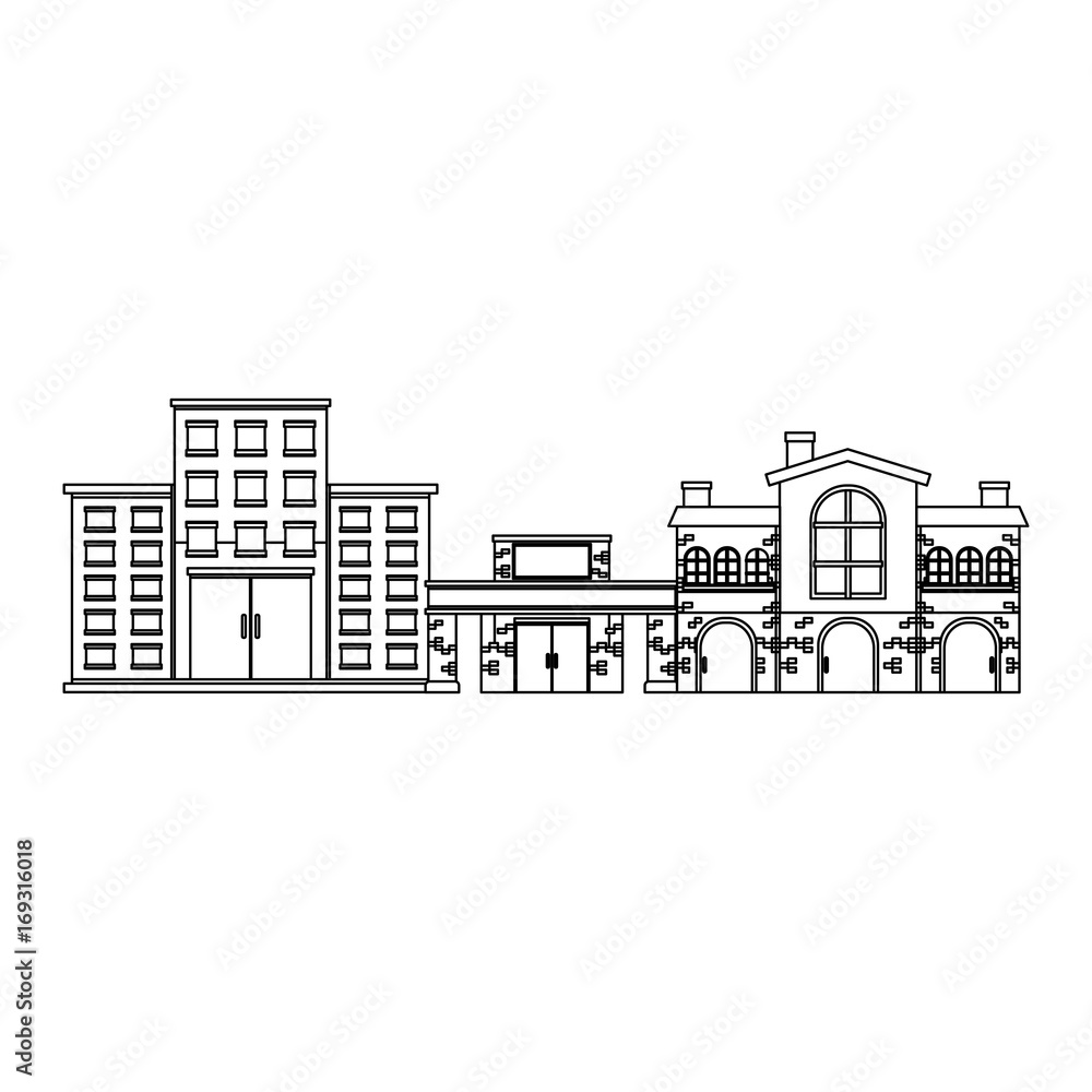 street with buildings icon over white background vector illustration