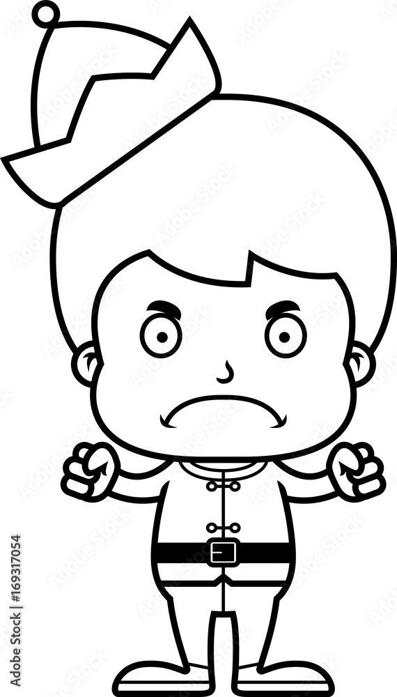 Fototapeta premium Cartoon Angry Xmas Elf Boy