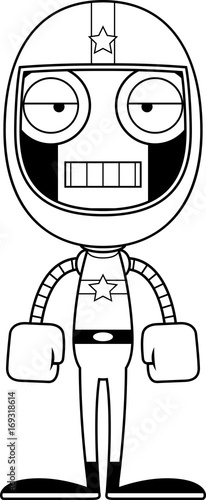 Cartoon Bored Race Car Driver Robot