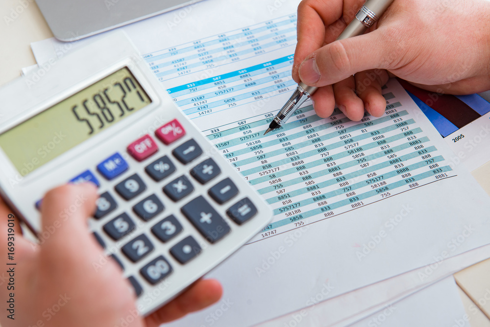 Finance analyst looking and financial reports Finance analyst looking and financial reports
