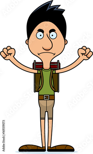 Cartoon Angry Hiker Man