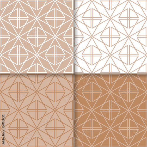 Geometric set of brown seamless patterns for design