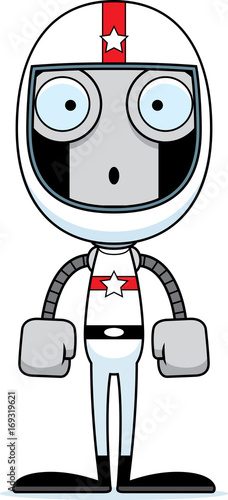 Cartoon Surprised Race Car Driver Robot