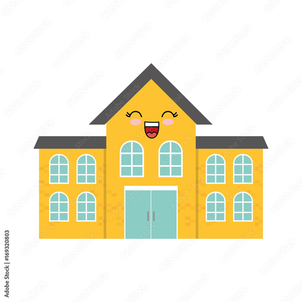 kawaii house icon over white background colorful design vector illustration