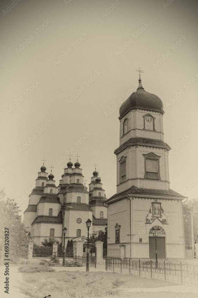 Grunge picture of the Orthodox old temple