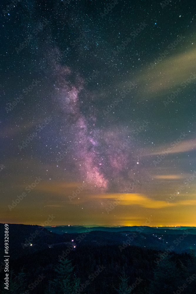 The center of the Milky Way as seen from the Black Forest High Road near the lake Mummelsee at Seebach in Germany.