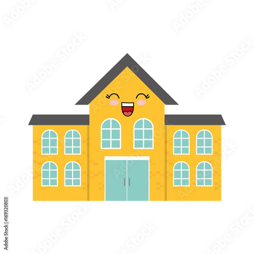 kawaii house icon over white background colorful design vector illustration