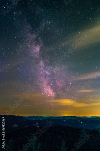 The center of the Milky Way as seen from the Black Forest High Road near the lake Mummelsee at Seebach in Germany.