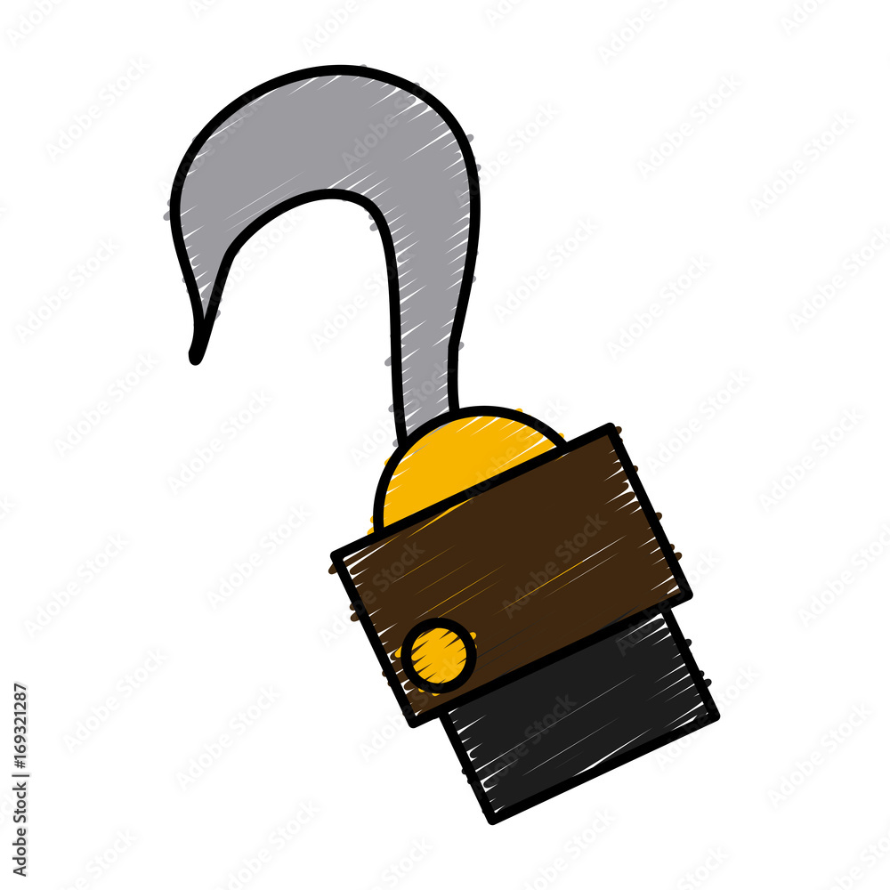 pirate hook hand metal object image vector illustration Stock Vector