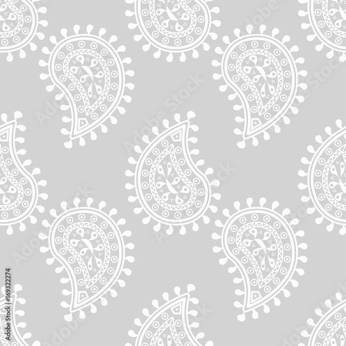 Light gray seamless pattern with wallpaper ornaments