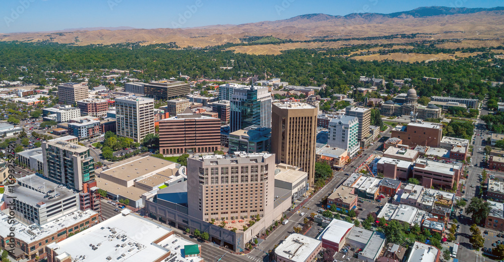 Boise Idaho and Capital building as seen from above the city