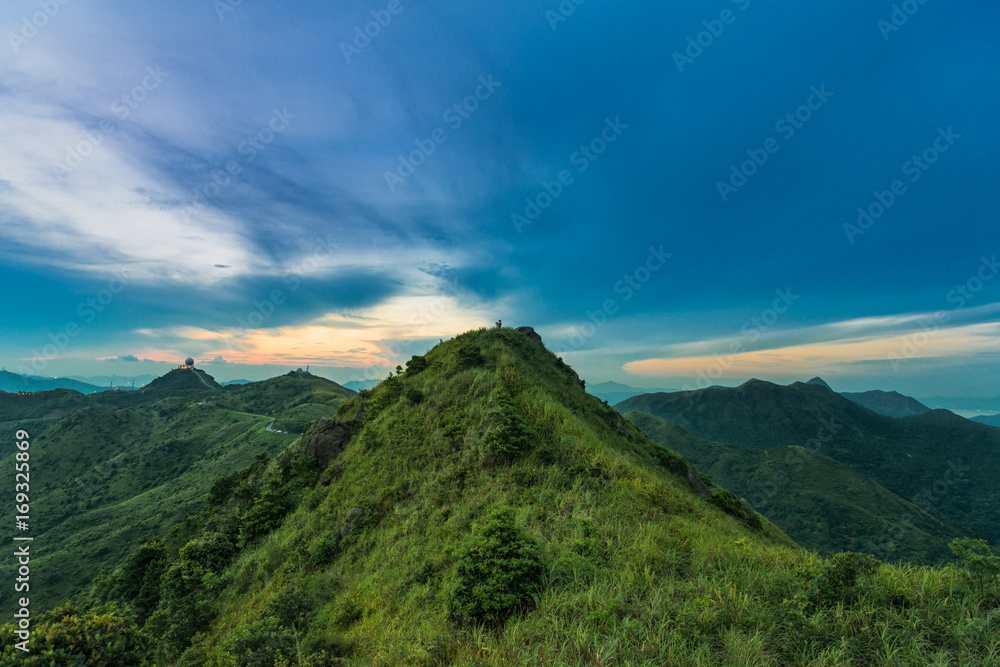Mountain valley during sunset. Natural summer landscape in hong kong