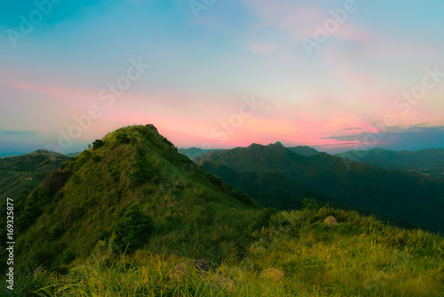 Mountain valley during sunset. Natural summer landscape in hong kong © kingrobert