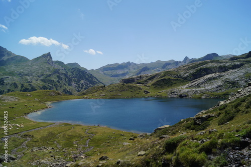 Pyrénées, lac, Gabas ciel, pic, refuges, vaches, animaux, amou