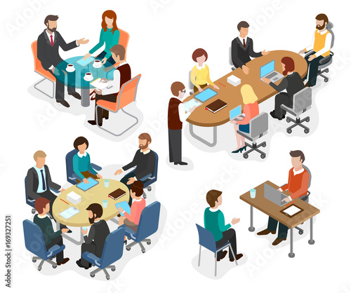 The office team discussed working questions at the table.